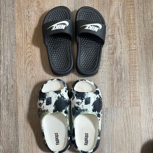 Nike Kids Black Slide Sandals - Classic White Logo & FabKids slides